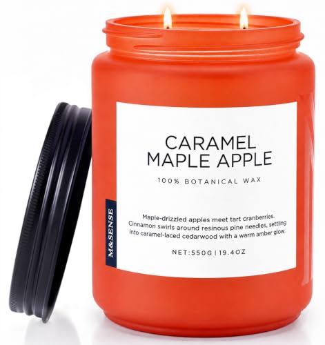 Caramel Maple Apple Scented Candles for Women Fall Baking Gift 110H (Large Jar / Caramel Maple Apple)