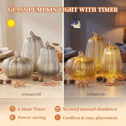 Fall Decor Glass Pumpkins