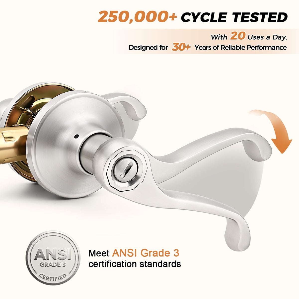 Scroll Privacy Door Lever 6 Packs (Satin Nickel)
