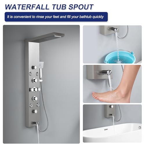 6 in 1 Rainfall Waterfall Shower Panel Tower System
