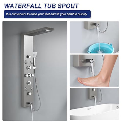 6 in 1 Rainfall Waterfall Shower Panel Tower System