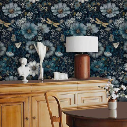 Dark Floral Peel and Stick Wallpaper