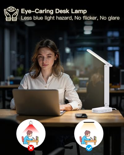 Desk Lamp with 6 AC Outlets & 4 USB Ports