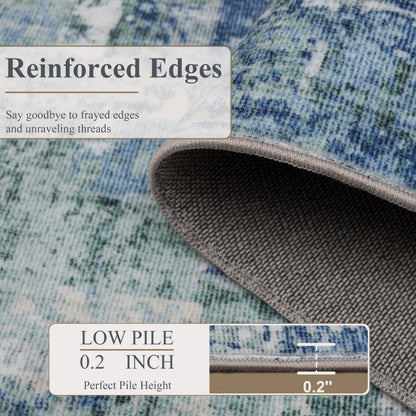 8ft Round Rug (Blue & Green / 8' (Round))