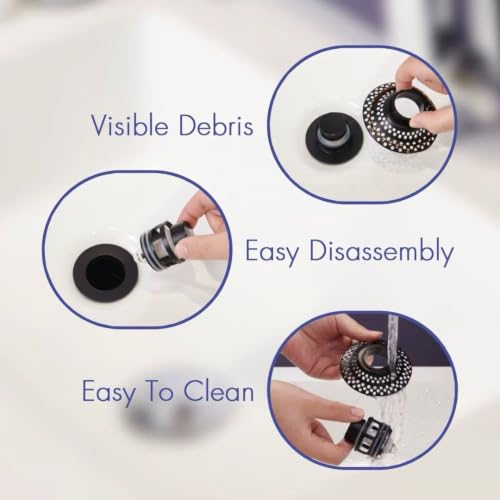 Pop Up Bathroom Sink Drain Stainless Steel Push Drain Stopper Hair Strainer
