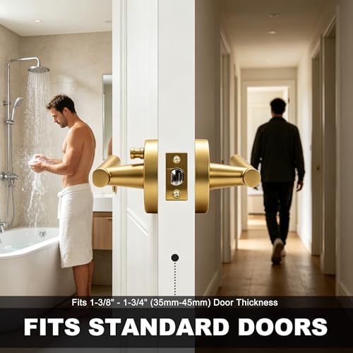 Privacy Door Handle with Lock (Matte Gold)
