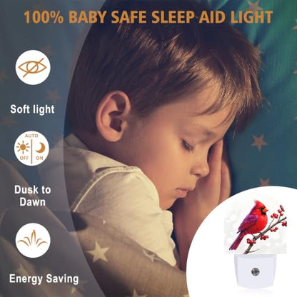 Night Light Cardinal Night Lights Plug into Wall with Dusk to Dawn Smart Sensor for Bedroom Bathroom Hallway Kitchen (Cardinal 02)