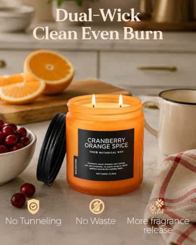 Cranberry Orange Spice Holiday Candle 11.6Oz for Festive Home Decor (Medium Jar / CranberryOrangeSpice)