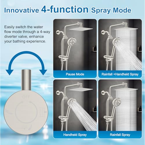 All Metal Rainfall Showerhead Combo