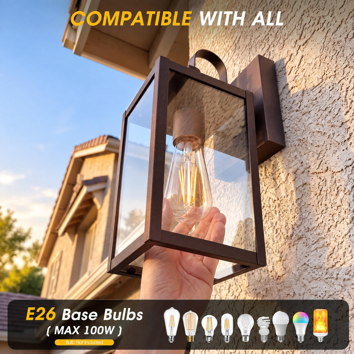 2 Pack 11.8" Porch Light (2 PACK / Oil-Rubbed Bronze)