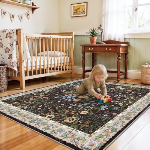 5x5 Living Room Area Rug Washable (Brown / 5x5)