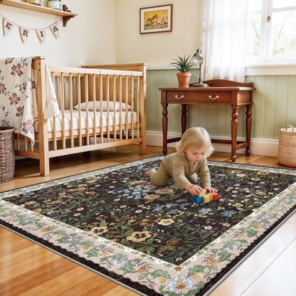 5x5 Living Room Area Rug Washable (Brown / 5x5)