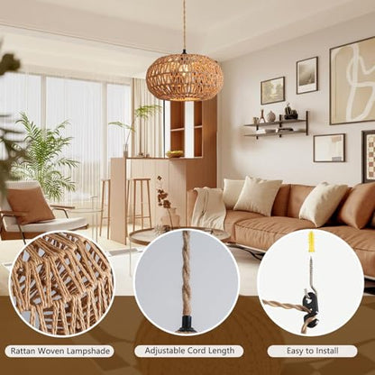 Hanging Lamp 12 inch Boho Plug in Pendant Light
