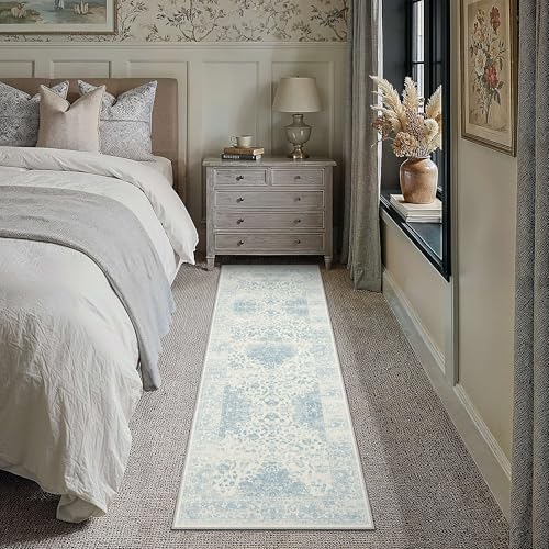 Blue 2x6 Runner Rug Washable Vintage Rug Carpet (Y|blue / 2' x 6' (Runner))