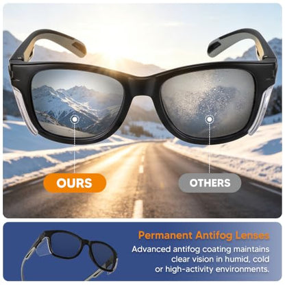 Anti Fog Safety Glasses Safety Goggles ANSI z87.1 Polycarbonate Scratch & Impact Resistant Protective Eyewear