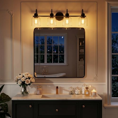 4 Lights 32" Bathroom Vanity Light Fixtures (Black / 4 Lights)