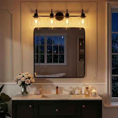 4 Lights 32" Bathroom Vanity Light Fixtures (Black / 4 Lights)