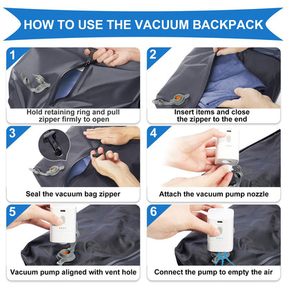 Vacuum Backpack Travel with Pump (A1-olive Green / 33 liters)