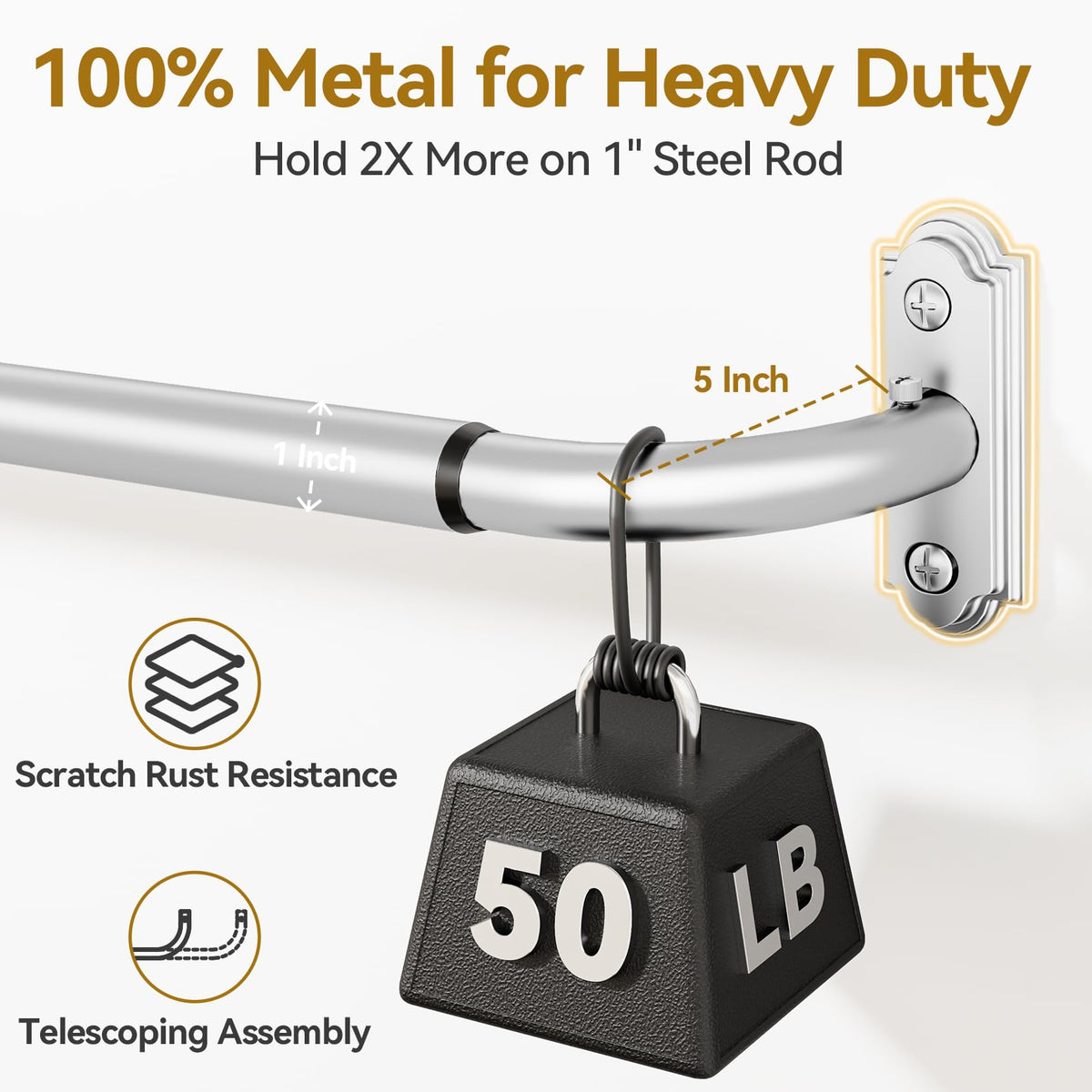 Silver Curtain Rod 32 (Silver / 32 to 58")