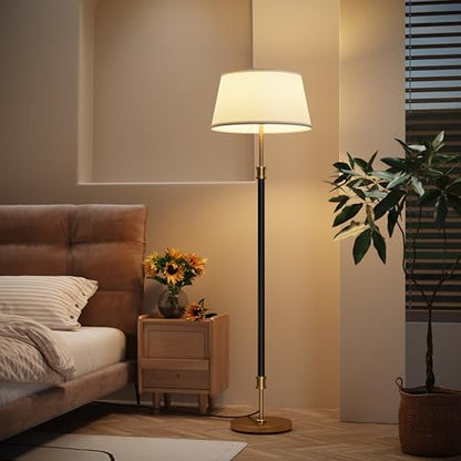Mid Century Modern Floor Lamp with 18” Oversized Linen Shade