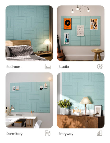 Felt Bulletin Board & Cork Board Alternative (Aqua Blue-1 / Bold-stripe 12-pack)