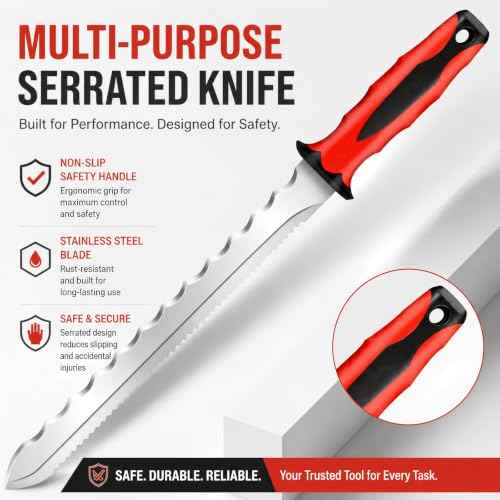 Double Side Serrated Insulation Knife (Red / 11 IN)