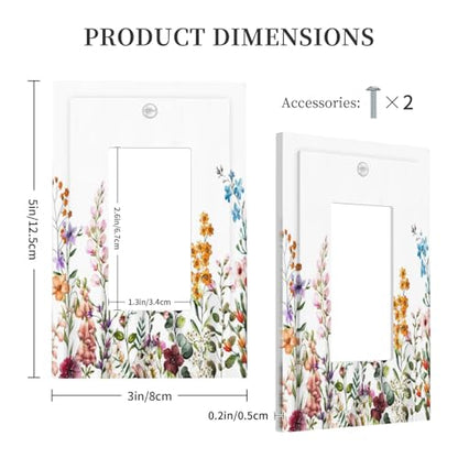 Wildflower Floral Plant Decorative Light Switch Cover Colorful Flower Switch Plate Covers Single Blank Wall Plates Electrical Faceplate for Kitchen Bathroom Bedroom 5" x 3"