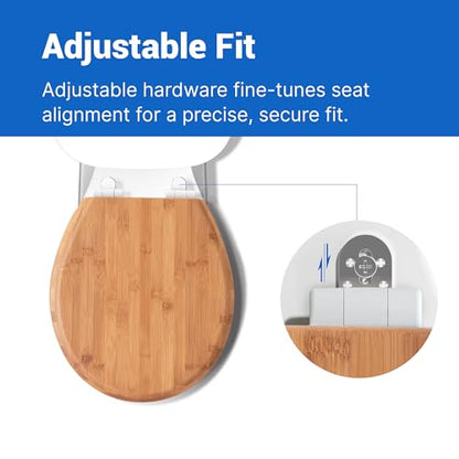 Bamboo Toilet Seat with HushMotion Soft Close and Magnetic Quick
