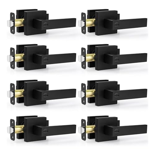 Privacy Matte Black Door Handles for Bedroom and Bathroom
