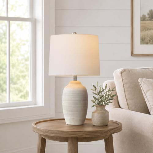 24.5" Rustic Bedside Lamp with Natural Textured Finish