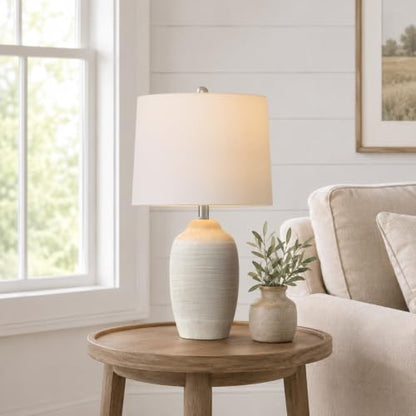 24.5" Rustic Bedside Lamp with Natural Textured Finish