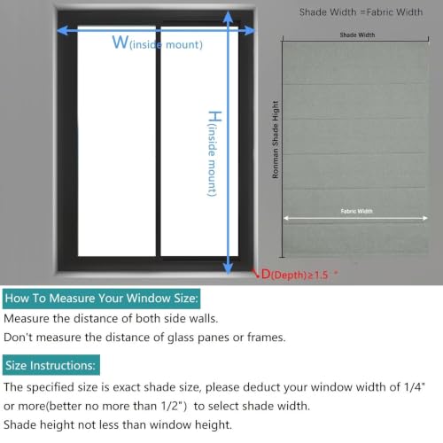 No Drill Roman Shades Cordless Blinds Blackout for Indoor Windows (Dark Grey / 29"W x 50"H)