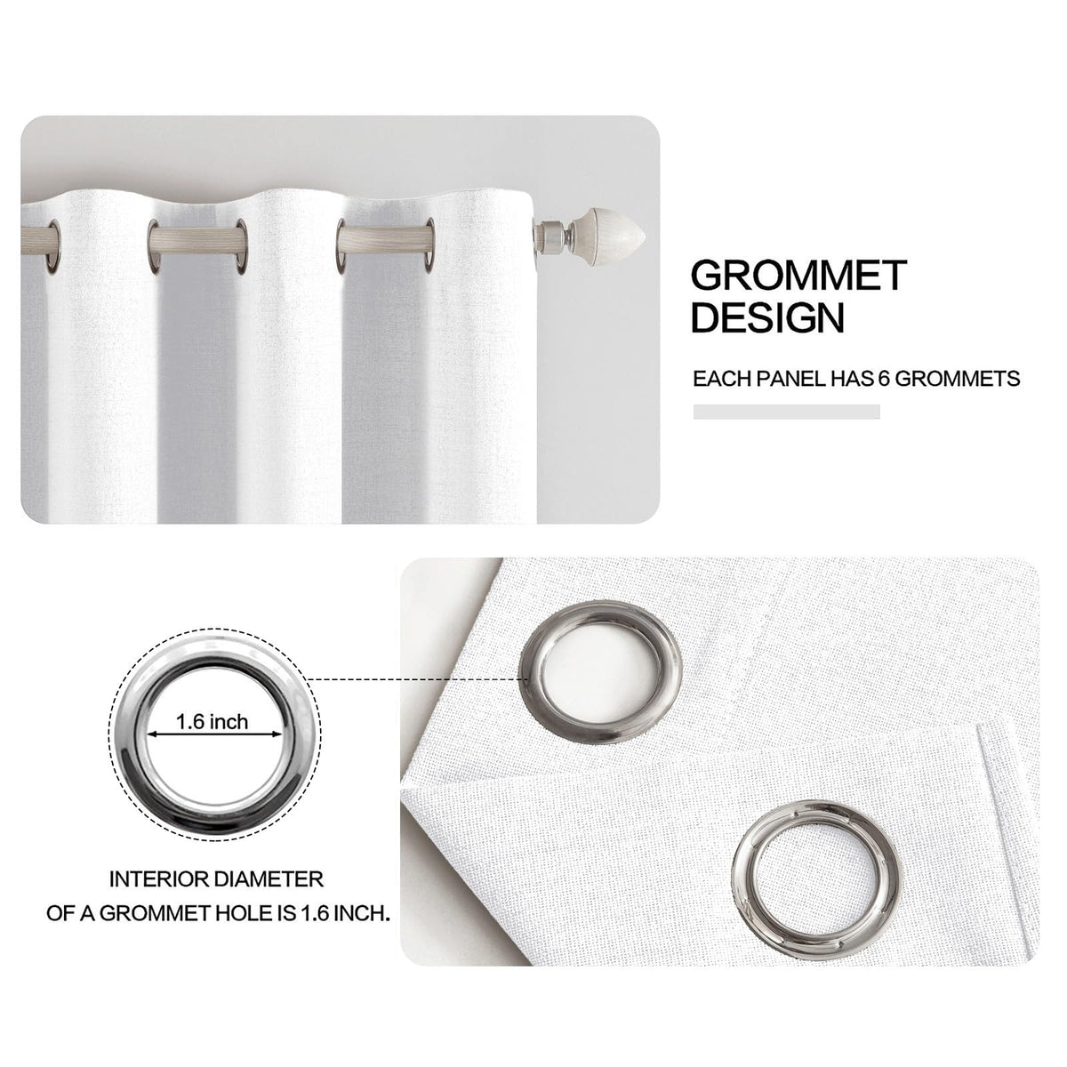 100% Blackout Linen Curtains for Bedroom 42x84 Inches Bright White (Bright White / 42"W x 84"L (Pack of 2))