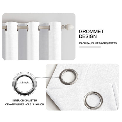 100% Blackout Linen Curtains for Bedroom 42x84 Inches Bright White (Bright White / 42"W x 84"L (Pack of 2))