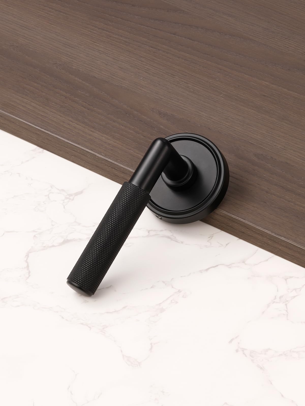Knurled Door Lever Black Double Dummy Door Handle (Black)