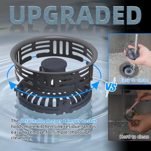 3 in 1 Kitchen Sink Drain Strainer (Gray)
