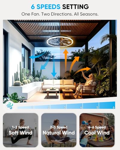 Outdoor Ceiling Fan with Light for Patios