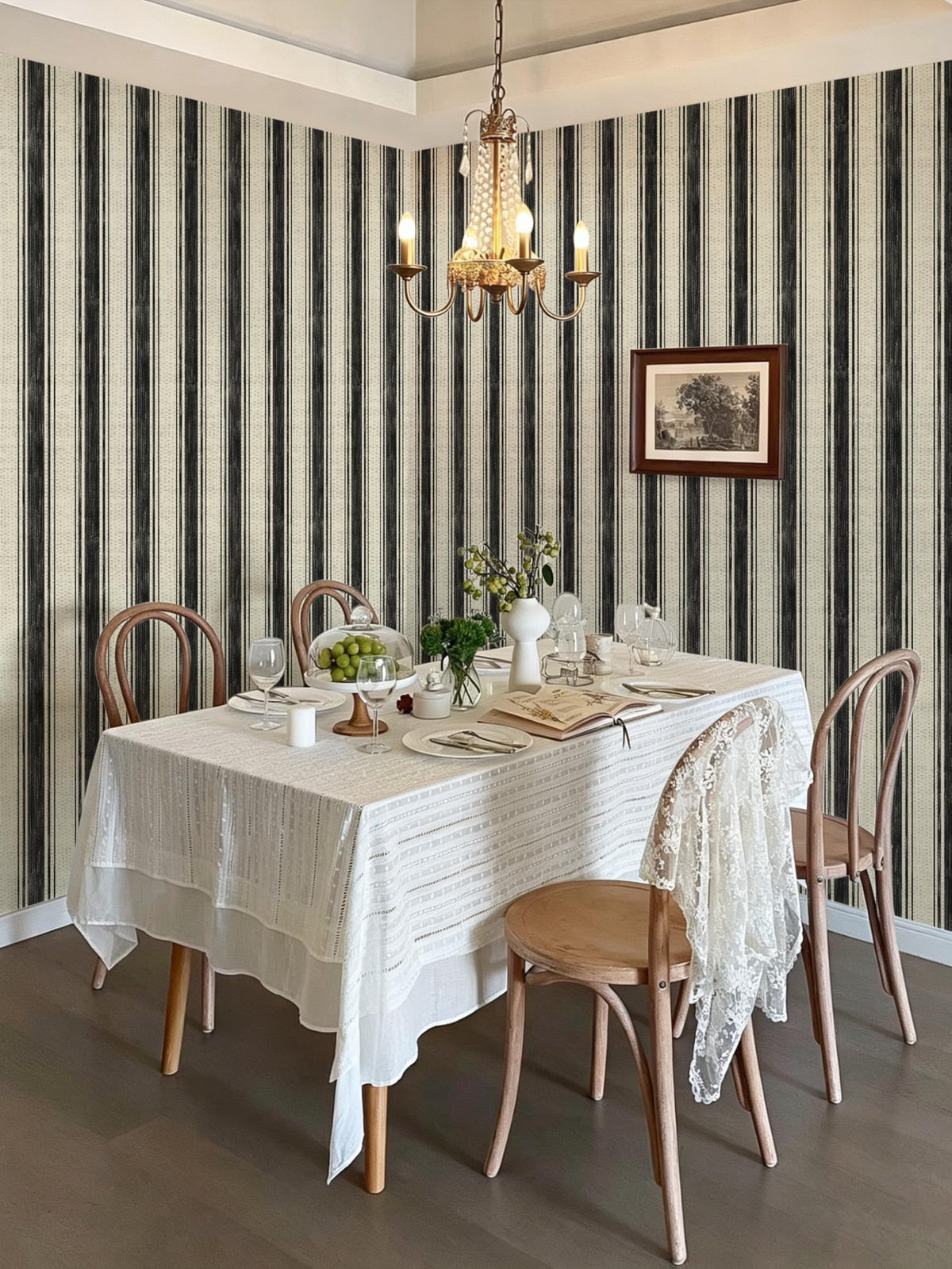 Peel and Stick Wallpaper Black and Cream White 17.3"x393" Hand (Black and Cream White / 17.3" x 393")