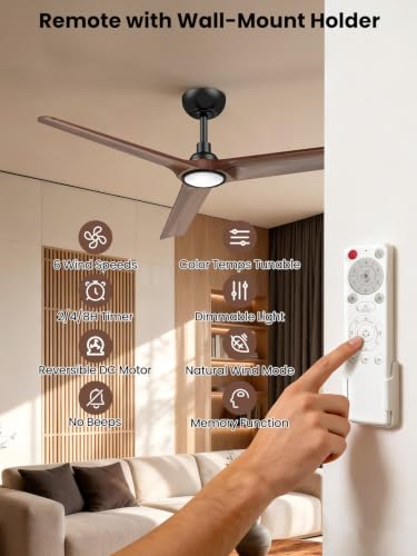 52 inch 3 Solid Wood Blades Ceiling Fan with Light