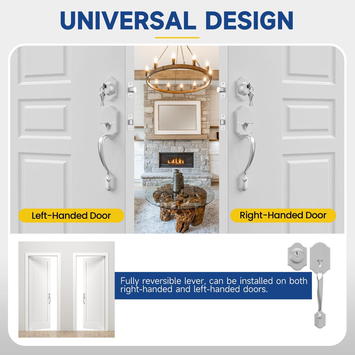 Front Door Handle and Deadbolt Set (Satin Nickel / 9913)