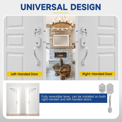 Front Door Handle and Deadbolt Set (Satin Nickel / 9913)