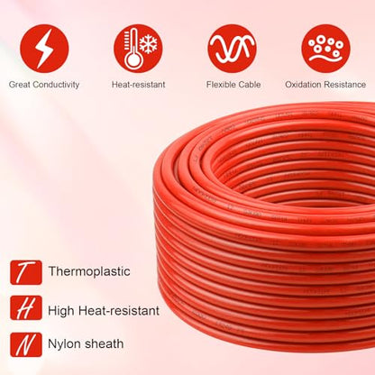 THHN Wire 12 Gauge 200FT (12 Gauge 200FT / Red)