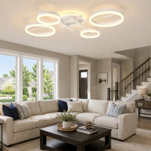 5 Ring LED Dimmable Modern Ceiling Light Fixture