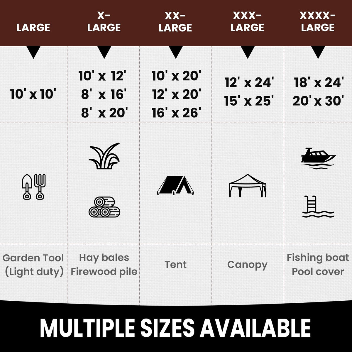 10.5 Mil 15x25 FT Heavy Duty Waterproof Tarps for Outdoor (Brown / 15X25FT)