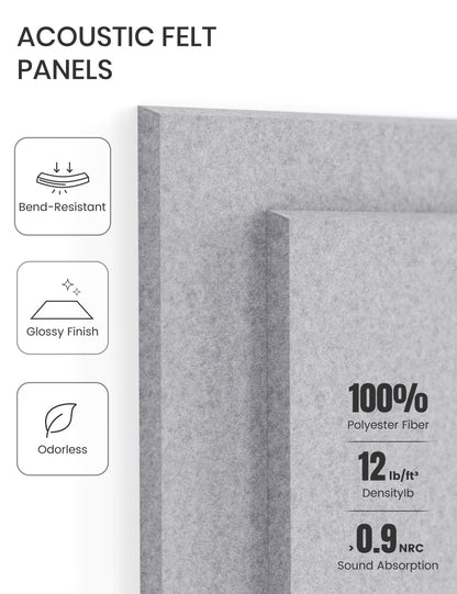 Felt Bulletin Board & Cork Board Alternative 36'' x 24'' (Soft Gray-1 / Solid tile 12-pack)