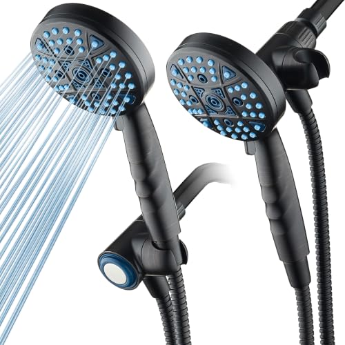 Seen-On-TV High Pressure 8-mode Handheld Shower Head - 2-mode Power Wash to Clean Tub, Tile & Pets, Stay-Clean Nozzles, Extra Long 6 ft. Stainless Steel Hose, Wall & Overhead Brackets
