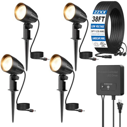 Low Voltage Landscape Lighting Kit 12W Plug & Play Outdoor Spotlight