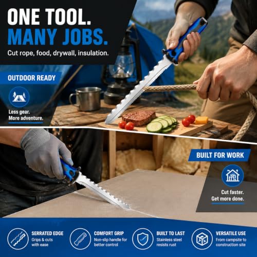 Double Side Serrated Insulation Knife (Blue / 11 IN)