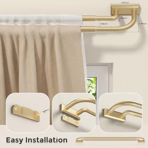 Double Curtain Rod 34 (Gold / 34"-76")