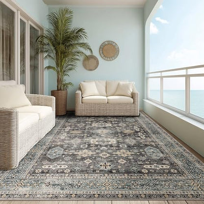 Washable Area Rug 4×6 for Living Room (Silver / 4' x 6' (Rectangular))
